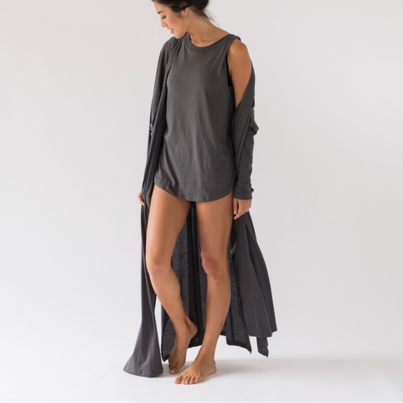 Lunya Pima Long Cardigan Grey Osfa 